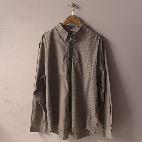 Vintage Eddie Bauer Men's Tan/Red Plaid Long Sleeve Button Down Shirt EUC Sz XL - Picture 11 of 12